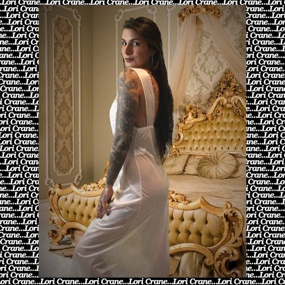 Long White Gown and Gossamer Robe Bridal Set - Picture 14 of 15